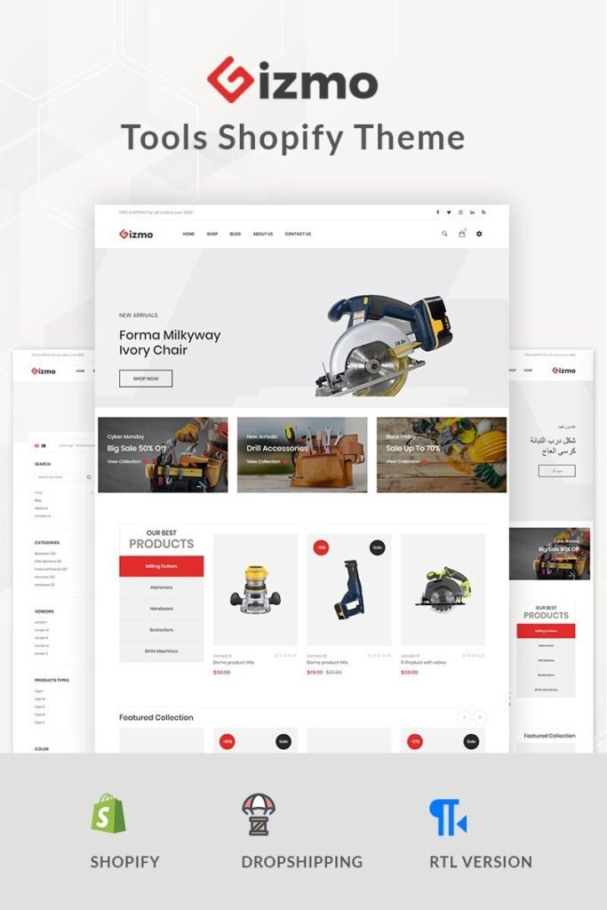 Gizmo是一个Shopify主题，用于在线商店，其主要特点是工具和实用性。