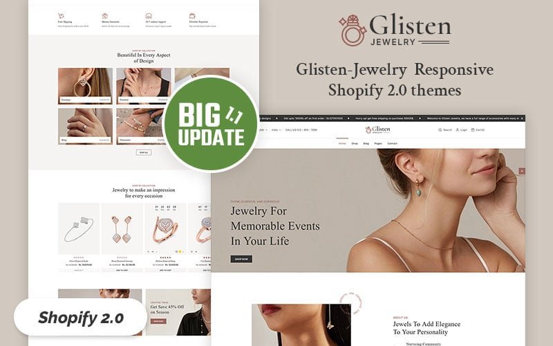 Glisten – 现代珠宝店Shopify 2.0响应式主题