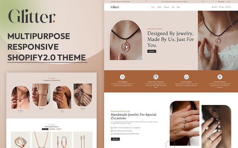 Glitter – 现代时尚珠宝多用途Shopify 2.0响应式主题