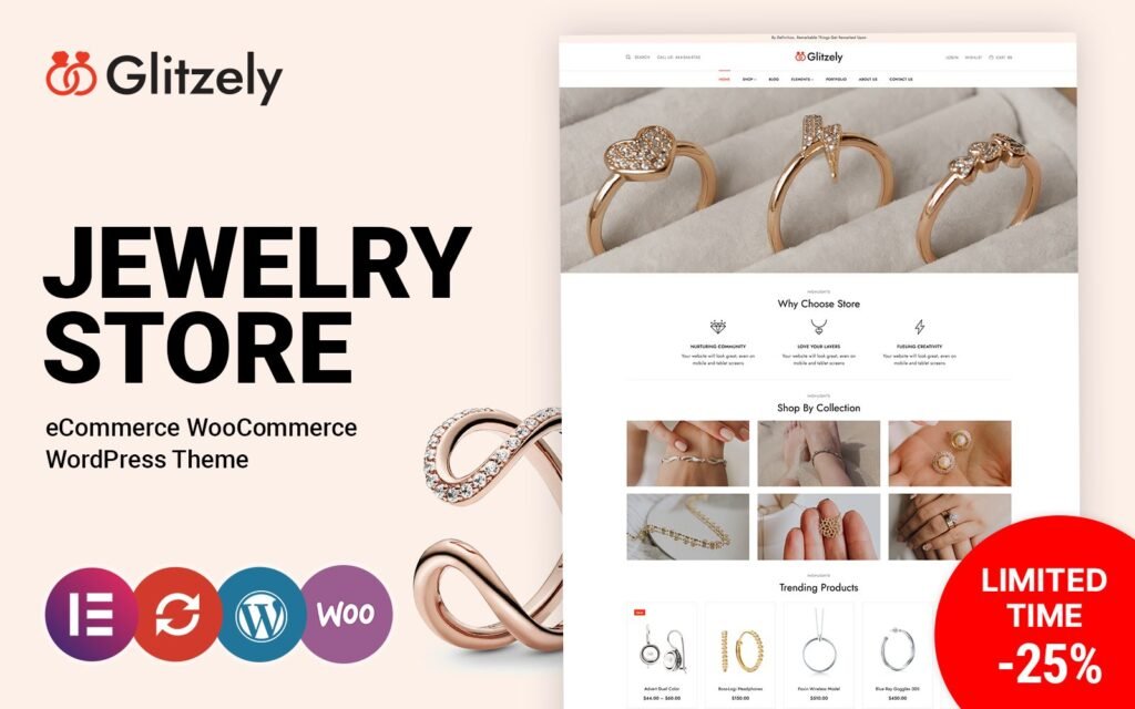 Glitzely Jewelry and Diamond是一个WooCommerce主题。