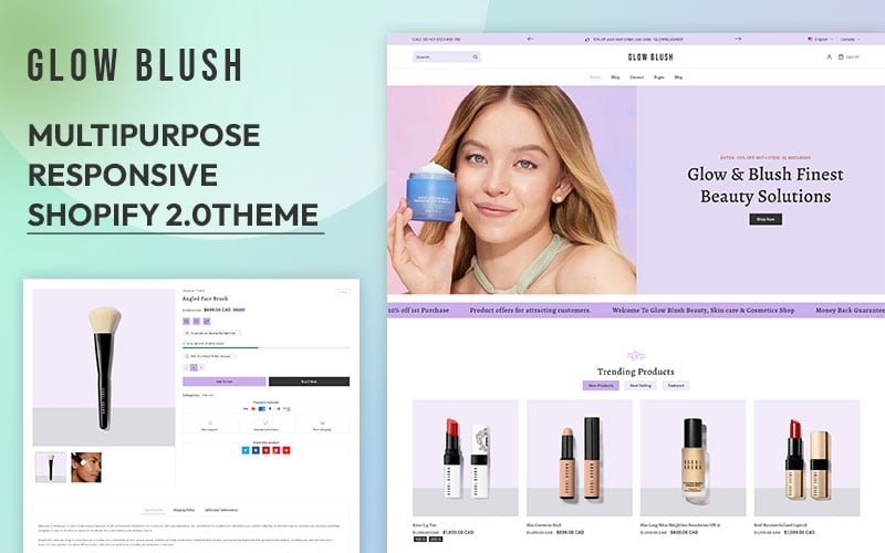 Glowblush – 高级美容和护肤多功能响应式Shopify主题2.0