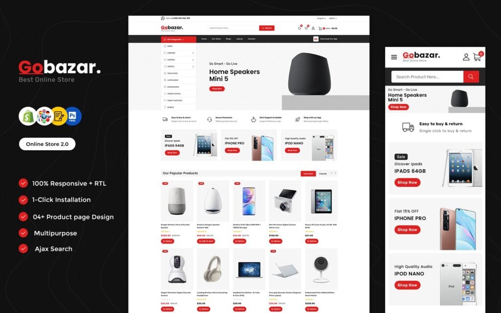 Gobazar – 电子市场多用途响应式Shopify主题