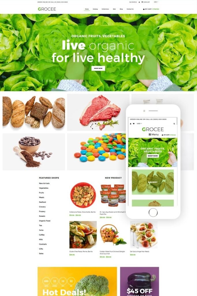 GROCEE – 食品商店多页面干净的Shopify主题