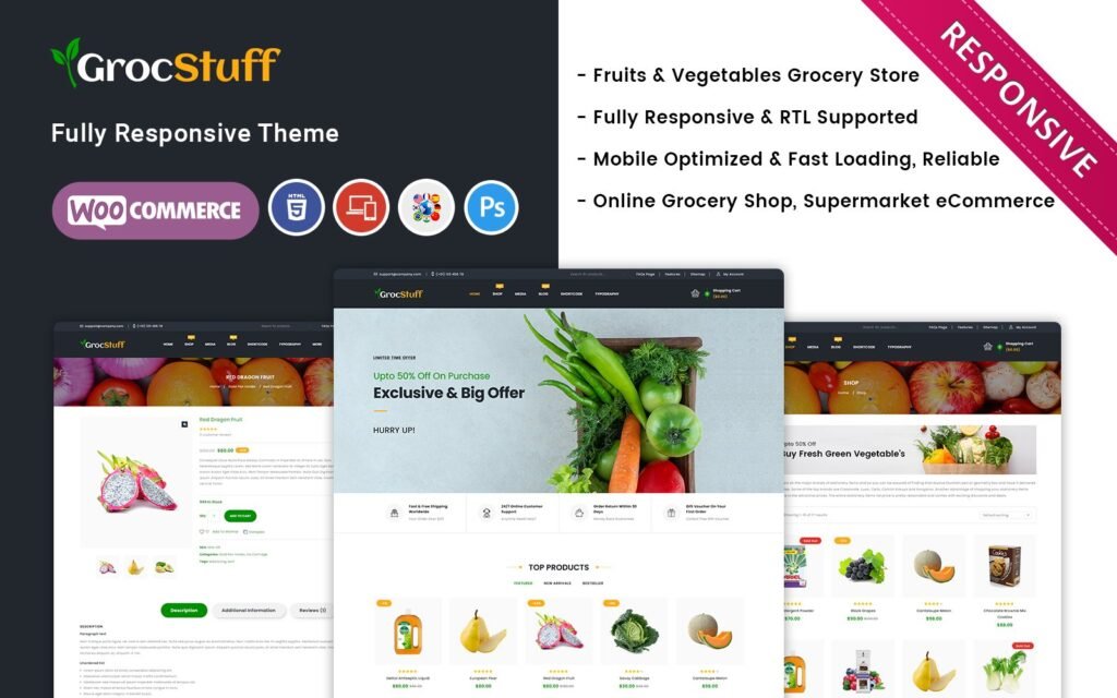 Grocstuff – 蔬菜、水果和杂货超市响应式WooCommerce主题