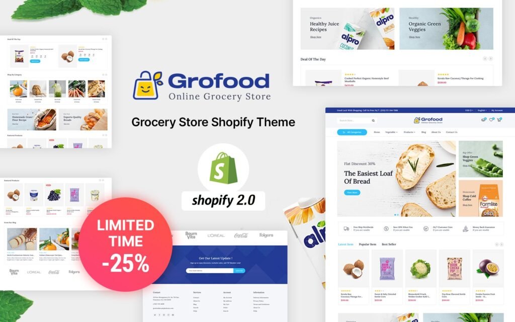 GroFood – 有机食品和杂货店Shopify主题