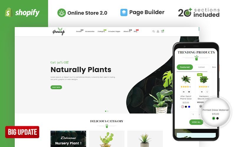 Growup – 有机花园商店Shopify主题