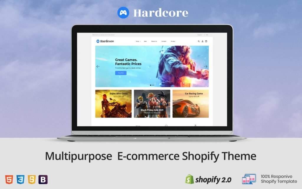 Hardcore Game – Adventure Deal是一个视频游戏Shopify主题。