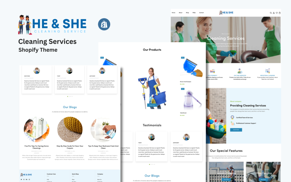 He & She – 清洁服务Shopify主题