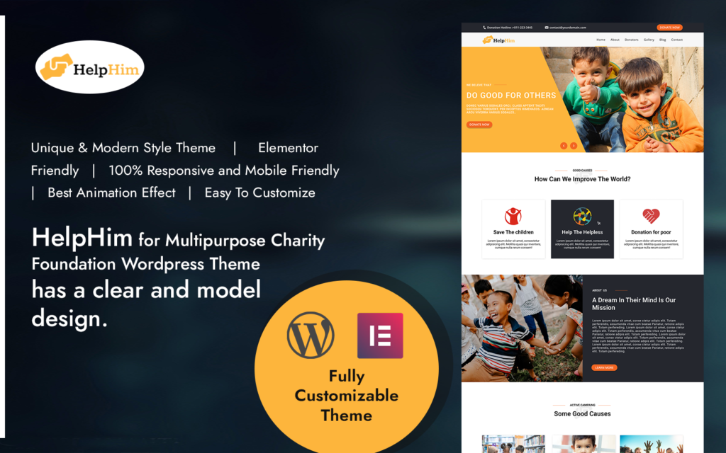 帮助他 WordPress 慈善基金会主题