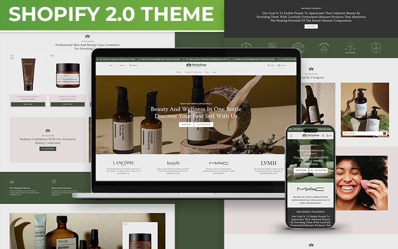 Herbology – 美容化妆品和护肤多用途 Shopify 2.0 响应式主题