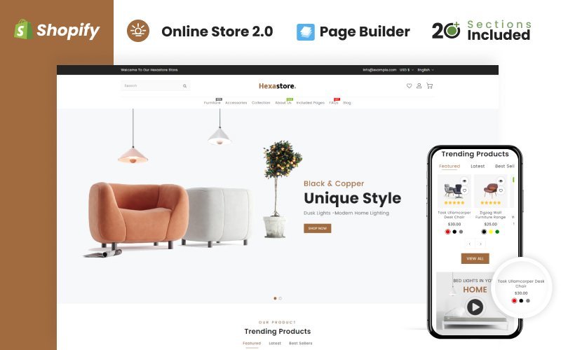 Hexastore 木材和家具商店Shopify主题