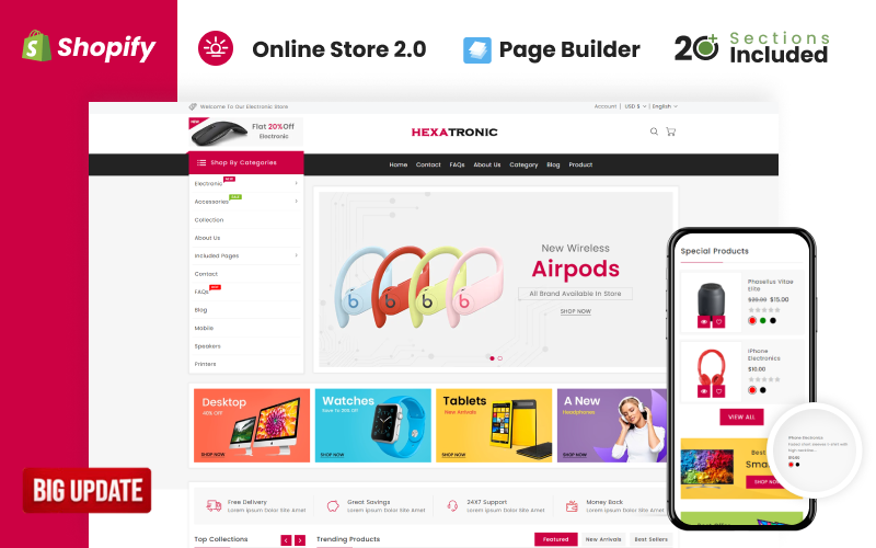 Hexatronic Electronics Store 是 Shopify 的一个主题，专门为电子商店设计。