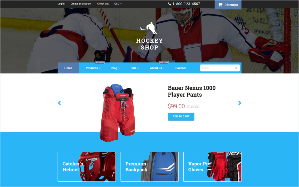Hockey – 免费响应式Shopify主题