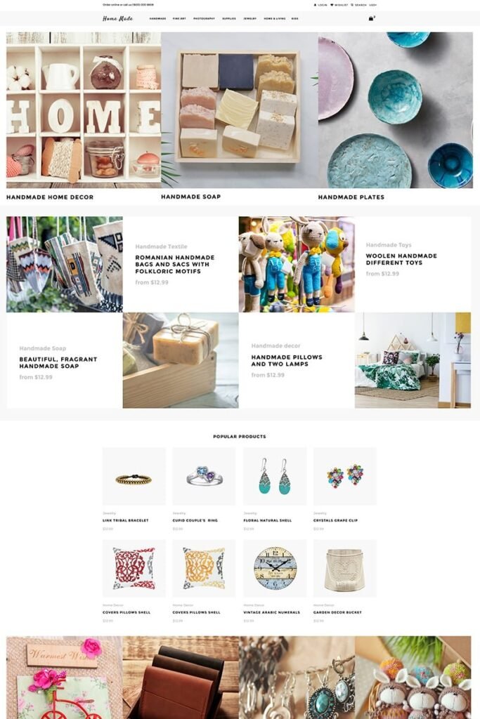 Home Made – 业余爱好与手工艺品多页面干净Shopify主题