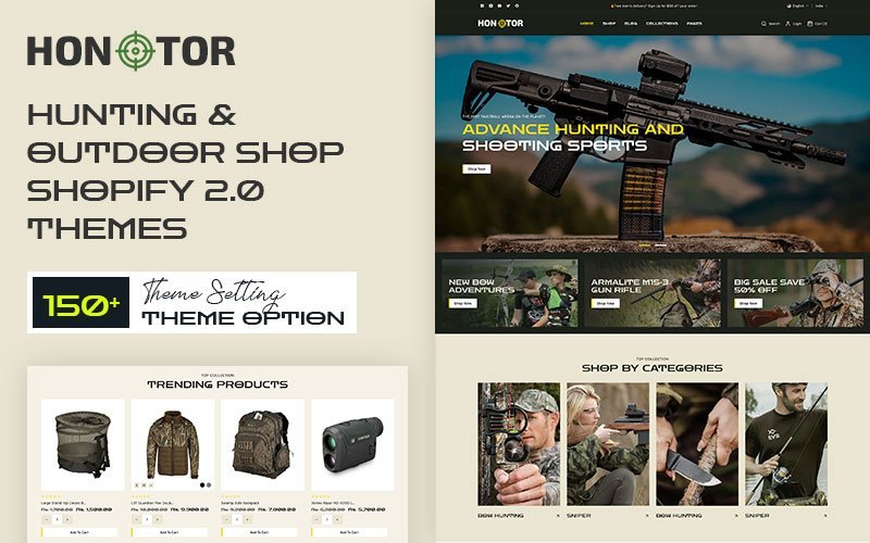 Hontor – 猎枪和户外枪械商店多功能 Shopify 2.0 响应式主题