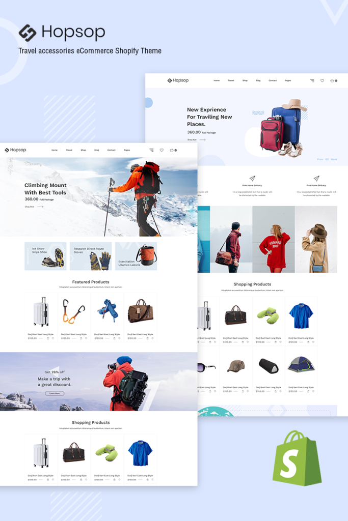 Hopsop – 旅行配件Shopify主题