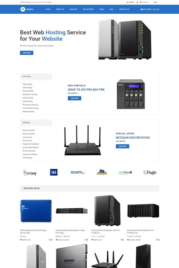 HostGo – 电子产品和小工具清洁Shopify主题