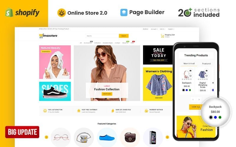Imax Multipurpose Store Shopify Theme 是Shopify的一个多功能商店主题。