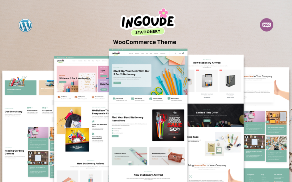 Ingoude – 文具店Woo-Commerce主题