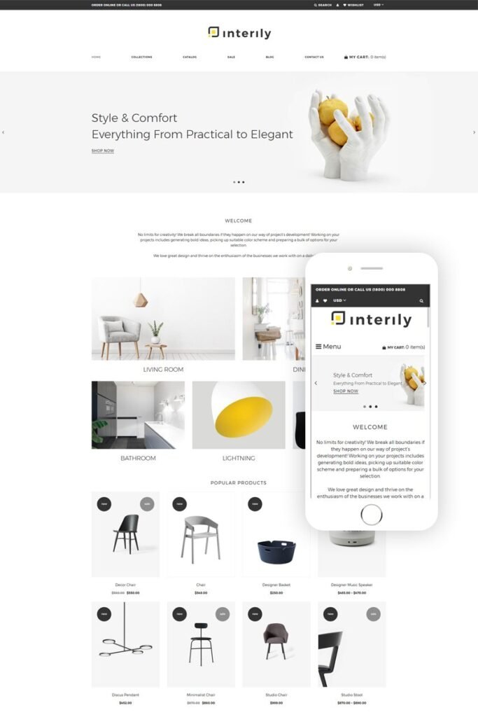 Interily – 室内和家具优雅多页面Shopify主题