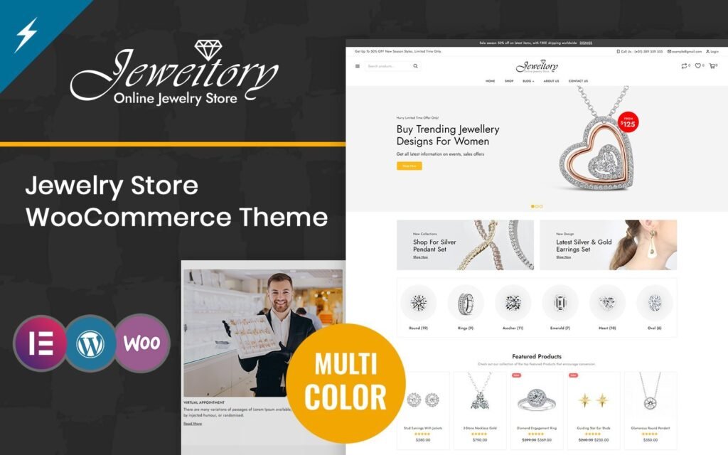 Jeweitory – 珠宝和钻石商店 WooCommerce 主题