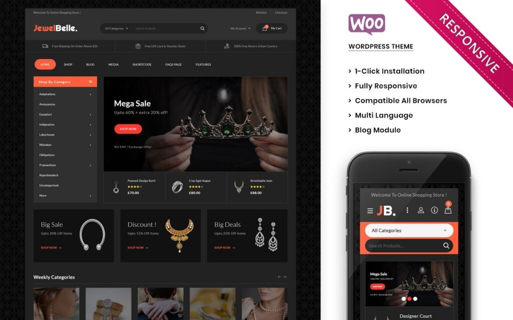 Jewelbelle – 超级珠宝店 WooCommerce 主题