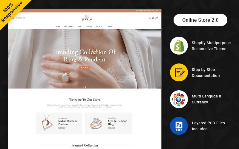 Jewelo – 一家多功能珠宝和配饰Shopify商店.