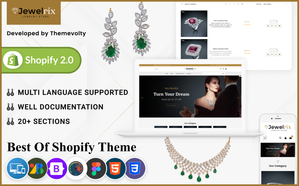 Jewelrix – 珠宝Shopify 2.0 多功能高级响应式主题