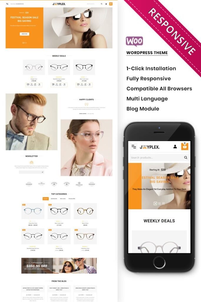 Joyplex – 这是一款眼镜商店的WooCommerce主题。
