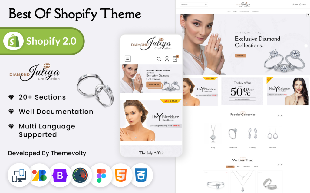 Juliya Mega Jewellery是一款珠宝手表配饰Shopify 2.0高级响应主题。