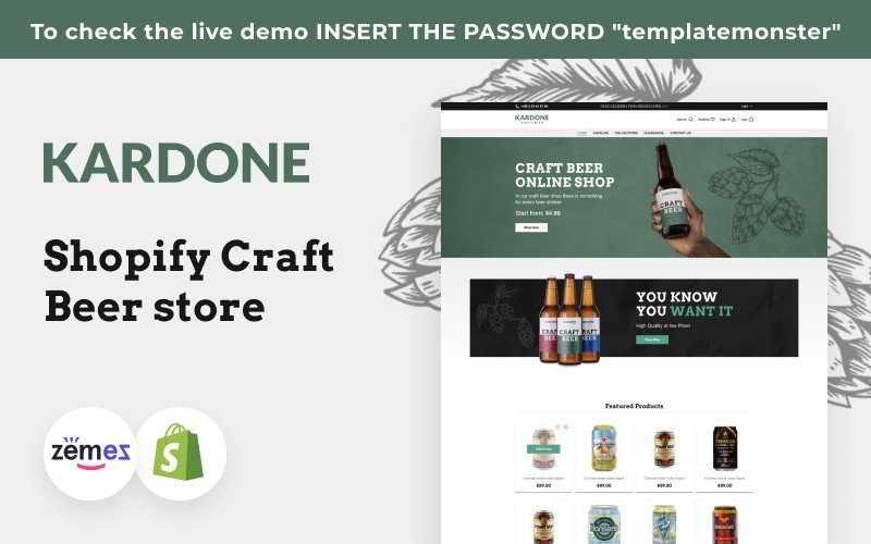 Kardone Craft Beer是一款用于啤酒酿造厂的Shopify主题。