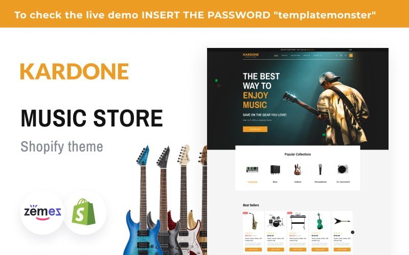 Kardone Music Store 是一个 Shopify 主题，设计用于音乐商店。