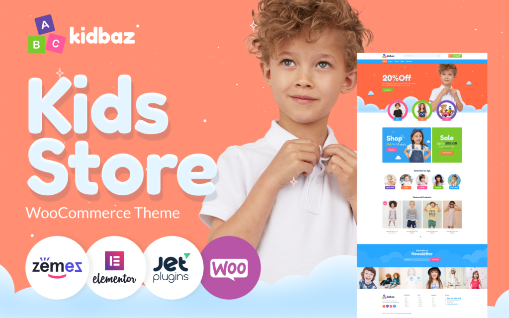 Kidbaz – 儿童商品电子商务现代Elementor WooCommerce主题