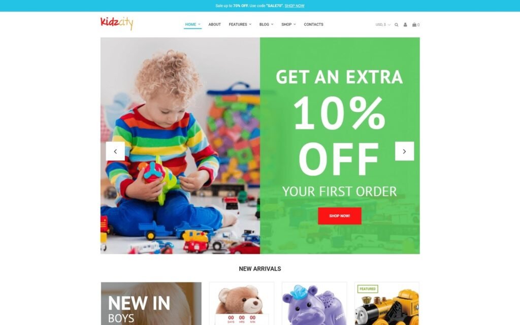 Kidz城市-儿童商店Elementor WooCommerce主题