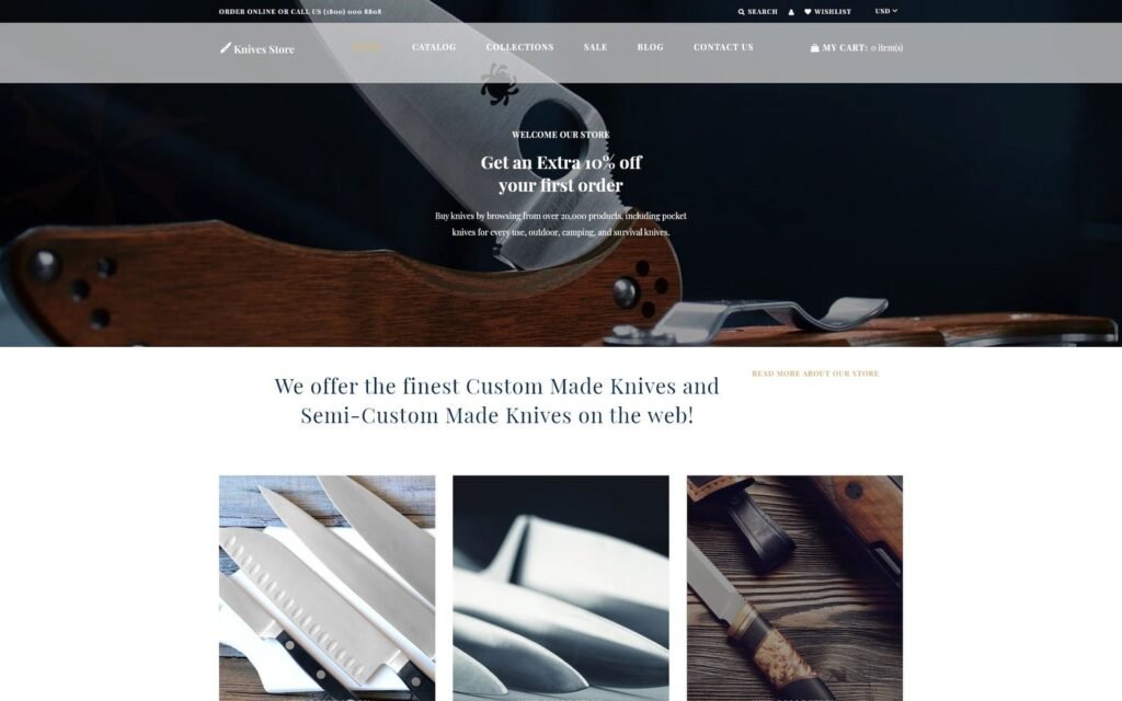 刀具和武器商店干净的Shopify主题