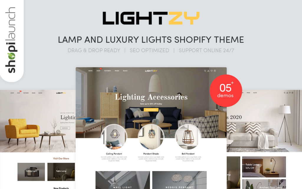 Lightzy是一款灯具和奢华灯饰响应式Shopify主题。