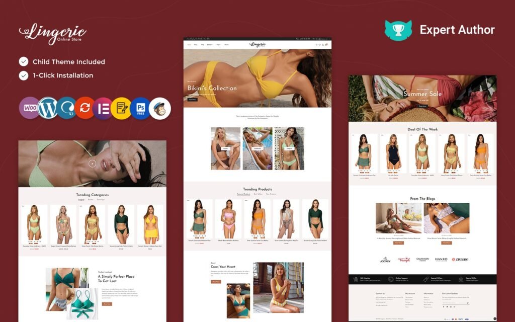 内衣 – 内衣、女士服饰、塑身内衣、泳装和比基尼店 Elementor WooCommerce 主题