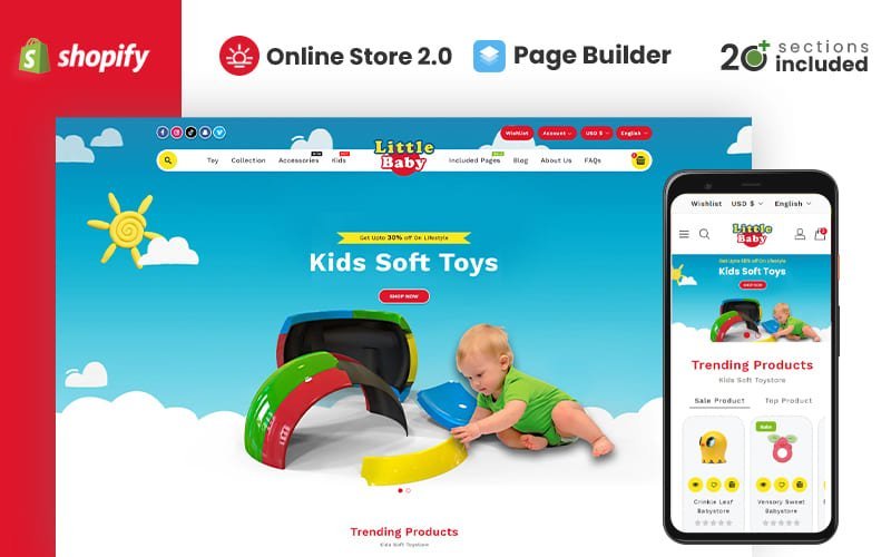 Little Baby Kids & Toys Store Shopify Theme 是一款专为婴幼儿和玩具店而设计的Shopify主题。