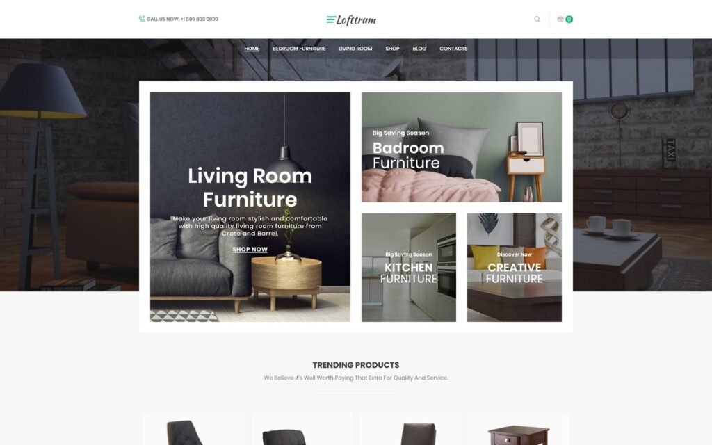 Lofttrum – 家具在线商店 Elementor WooCommerce 主题