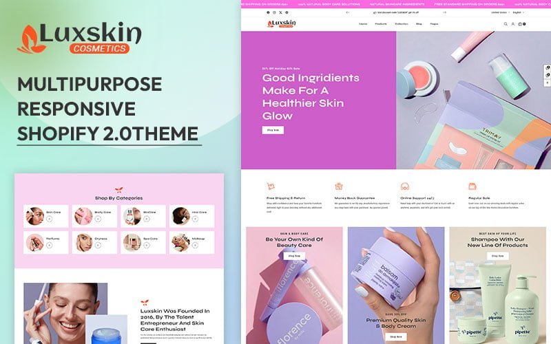 Luxskin – 高级美容和护肤多用途响应式Shopify主题 2.0