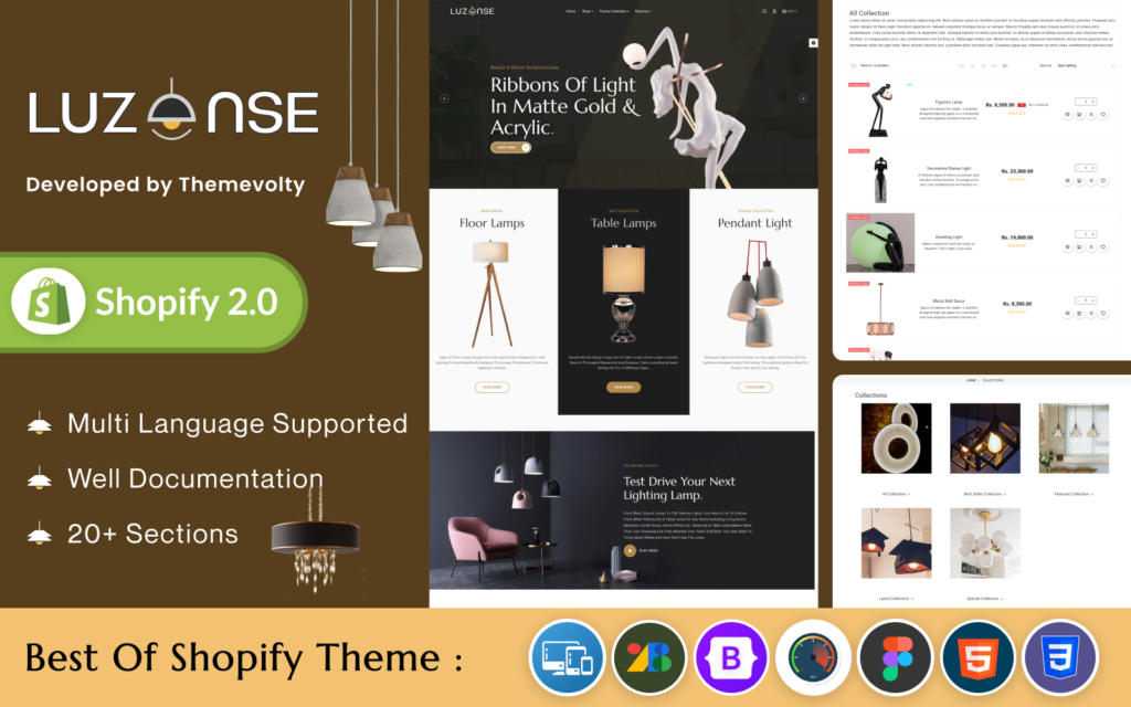 Luzones Lighting是一家现代化的Shopify 2.0超级商城。
