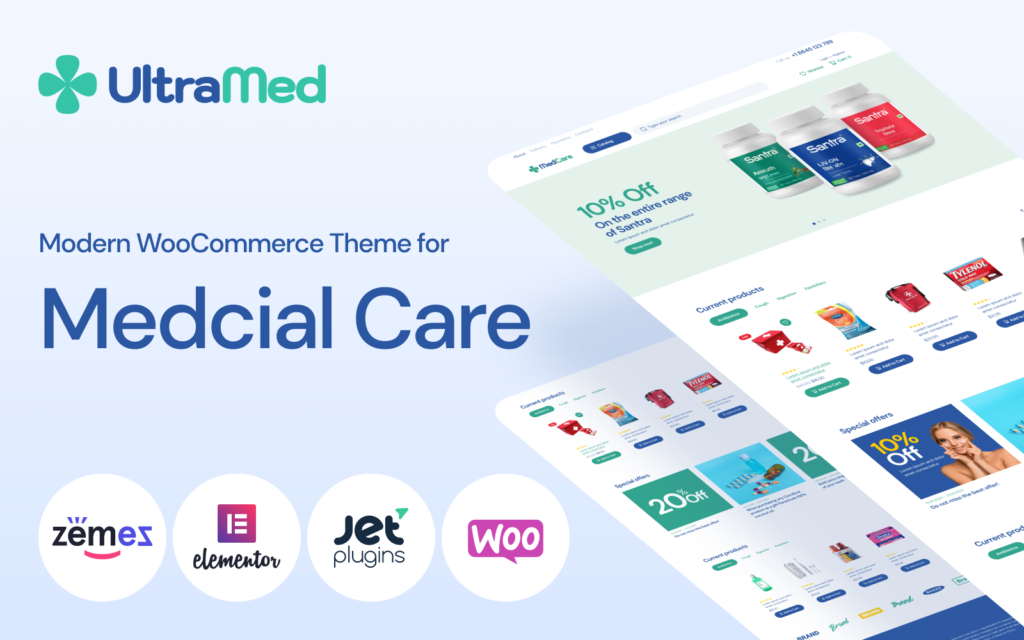 MedCare – 柔和且响应式的药房 WooCommerce 主题