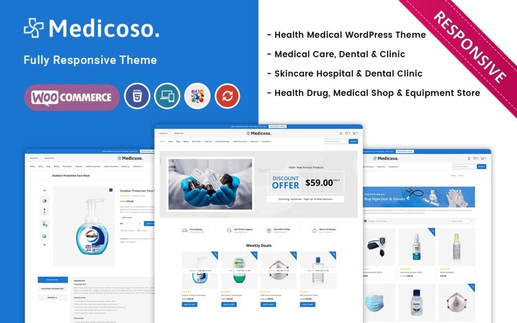 Medicoso – 医疗保健商店响应式 WooCommerce 主题