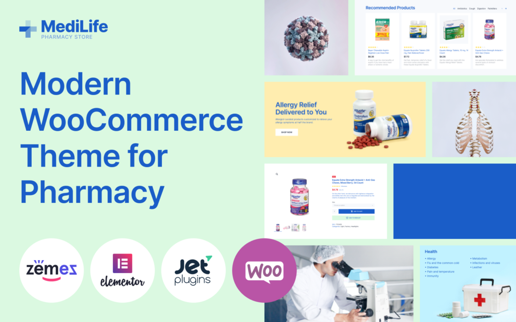 MediLife – 清洁药房 Elementor WooCommerce 主题