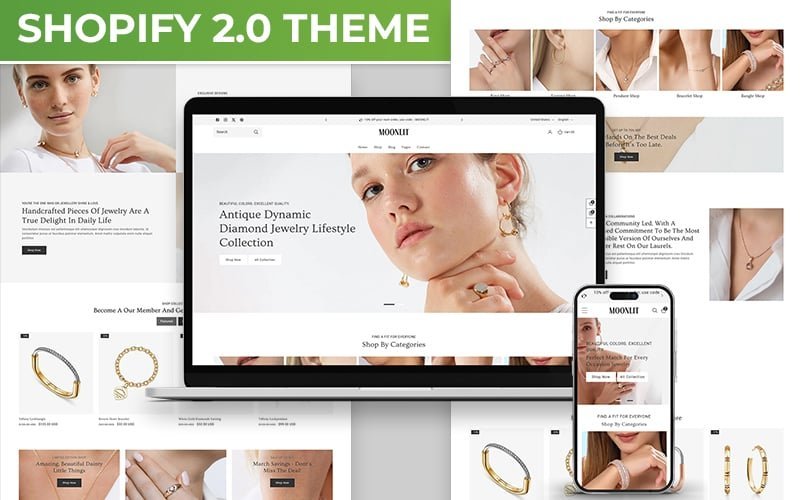 Moonlit – 为高端奢华珠宝店而设计的多用途 Shopify 响应式主题