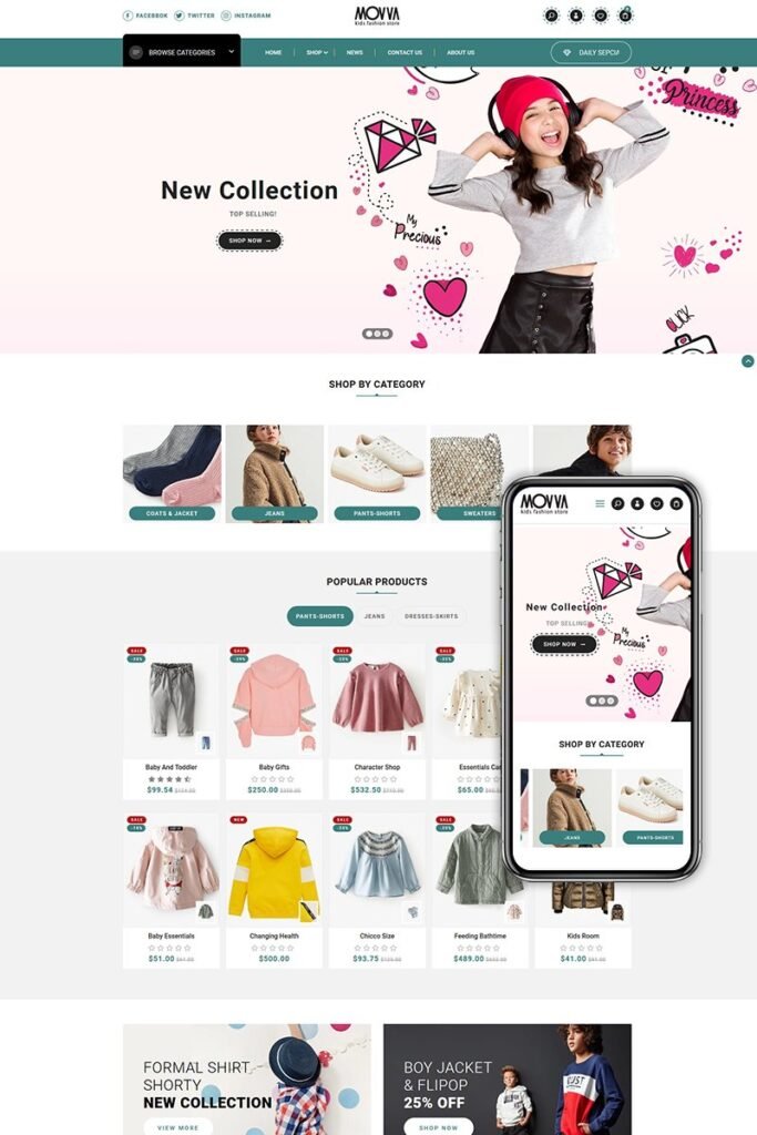 Movva – 婴儿儿童时尚高级 Shopify 主题