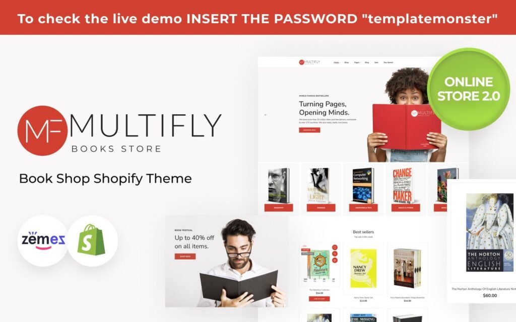 Multifly 作者书店 高级响应式 Shopify 2.0 主题