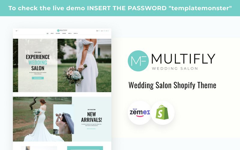 Multifly Wedding Salon 是一款 Shopify 主题，专为婚礼沙龙设计。