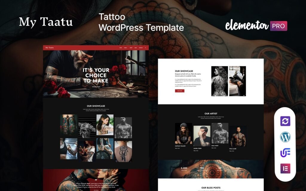 我的 Taatu – 文身艺术家 WordPress 主题