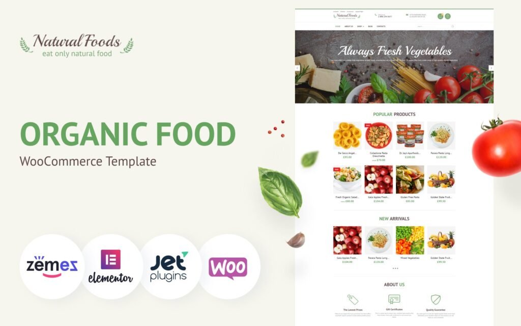 天然食品 – 有机食品在线商店WooCommerce主题模板